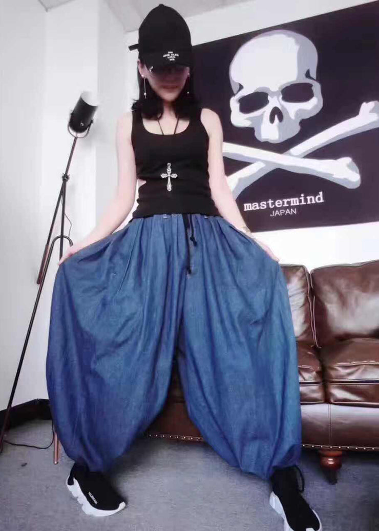 diy Black Vest denim harem pants Two Pieces Set Spring