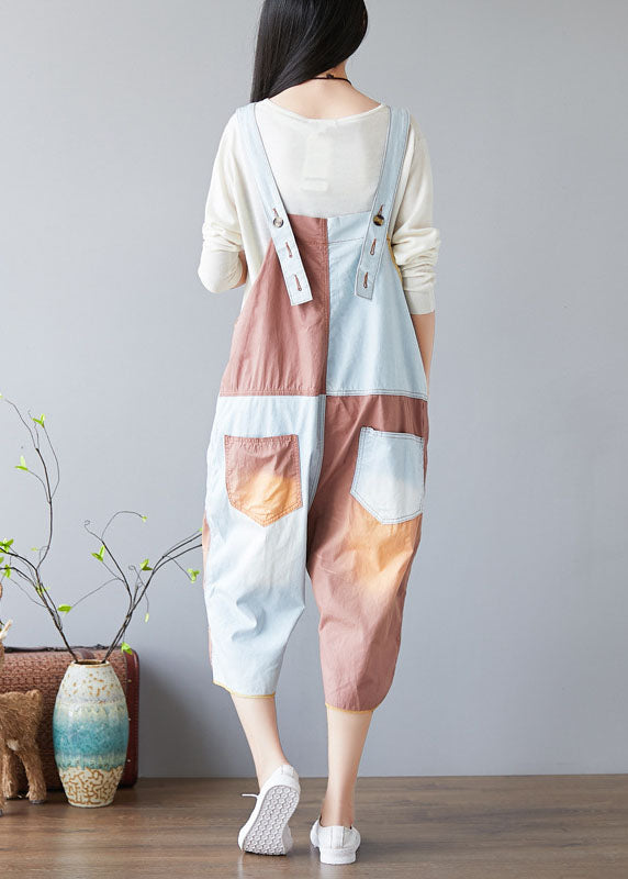 diy Orange Taschen drucken Patchwork Jumpsuits Spring