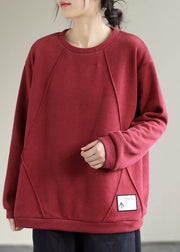 diy Red Blouse O Neck Patchwork Vestidos De Lino Spring Shirt - bagstylebliss