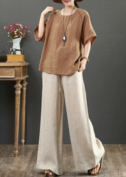 diy chocolate cotton linen tunic pattern Fabrics o neck summer blouses - bagstylebliss