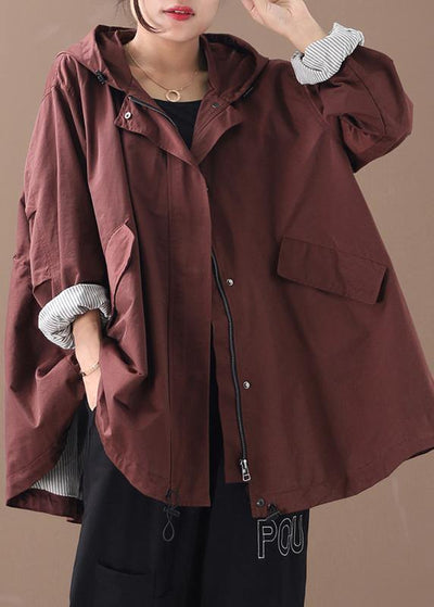 diy hooded baggy Fine clothes For Women burgundy winter jackets - bagstylebliss
