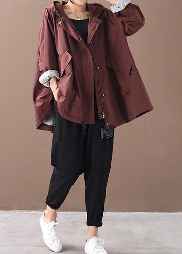 diy hooded baggy Fine clothes For Women burgundy winter jackets - bagstylebliss