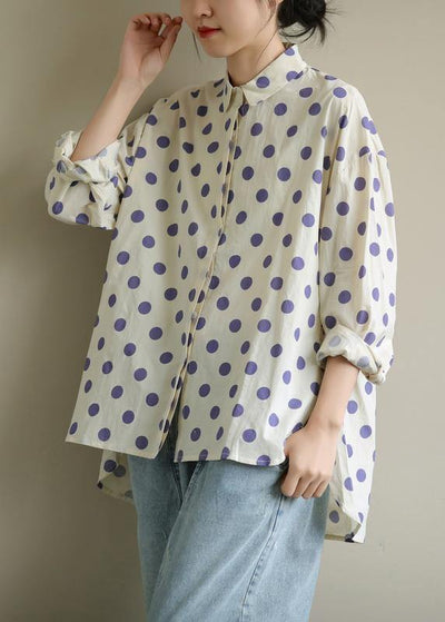 diy lapel low high design clothes Inspiration purple dotted blouses - bagstylebliss