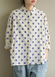 diy lapel low high design clothes Inspiration purple dotted blouses - bagstylebliss