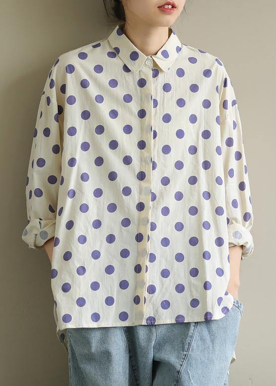 diy lapel low high design clothes Inspiration purple dotted blouses - bagstylebliss