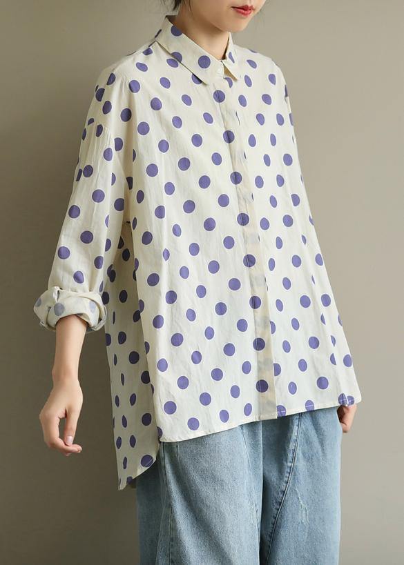diy lapel low high design clothes Inspiration purple dotted blouses - bagstylebliss