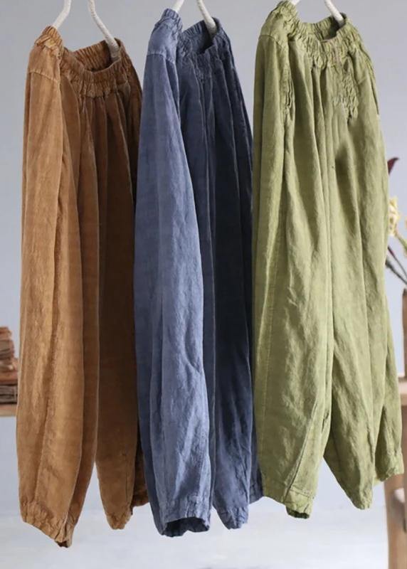 diy linen clothes For Women Korea Pure Color Retro Soft Comfortable Loose Bloomers - bagstylebliss