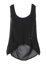 diy o neck Hole summer clothes For Women Wardrobes black tops - bagstylebliss