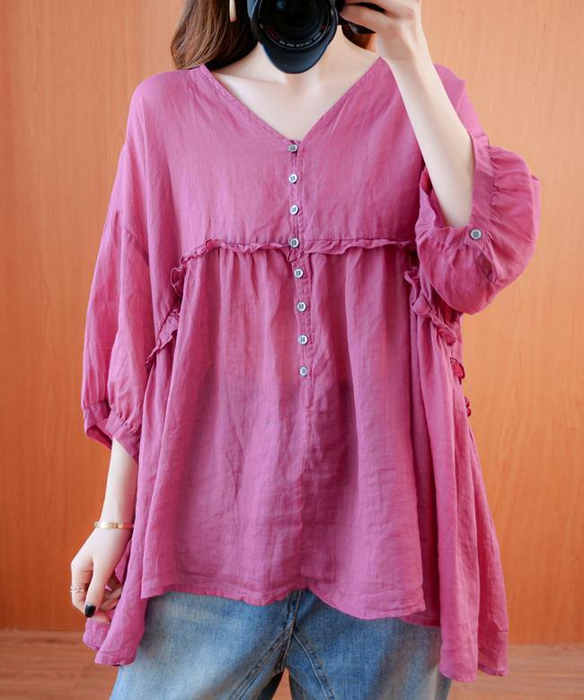 diy v neck lantern sleeve clothes For Women Sleeve rose top - bagstylebliss