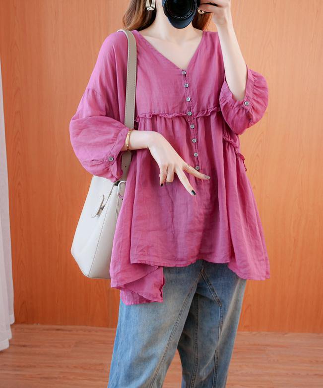 diy v neck lantern sleeve clothes For Women Sleeve rose top - bagstylebliss