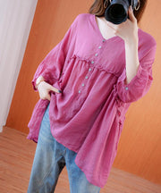 diy v neck lantern sleeve clothes For Women Sleeve rose top - bagstylebliss