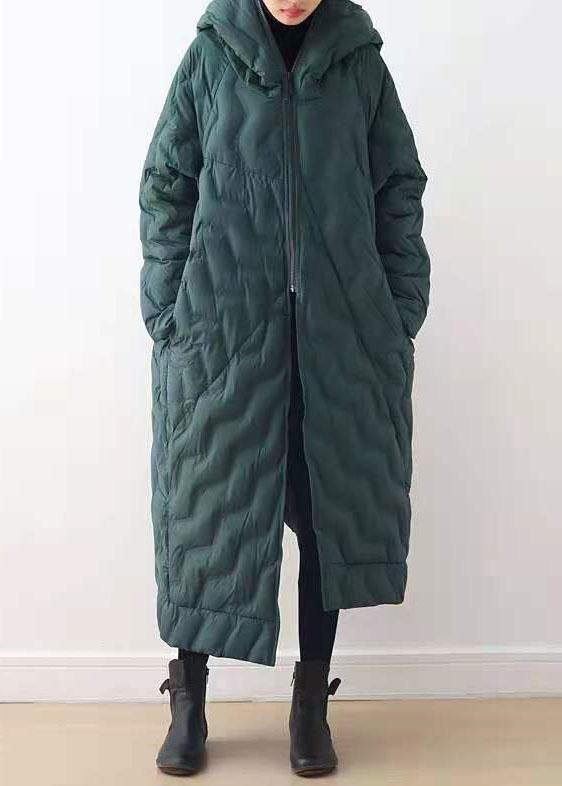 Casual Loose fitting down jacket hooded overcoat asymmetric down coat winter - bagstylebliss