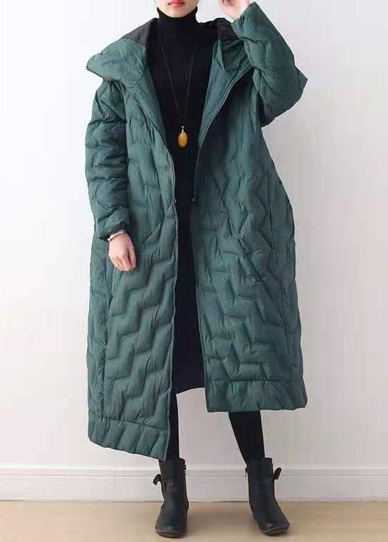 Casual Loose fitting down jacket hooded overcoat asymmetric down coat winter - bagstylebliss