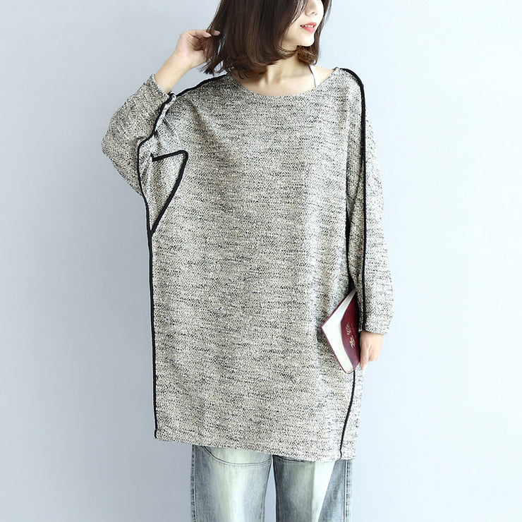 fall fashion 2024 casual knit cotton dresses light gray long sleeve sweater dress