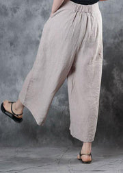 fall new linen pant loose women beige pockets wide leg pants - bagstylebliss