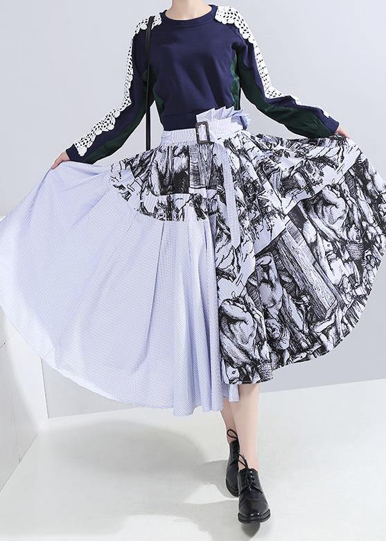 fall new women wild patchwork skirts high waist asymmetric maxi skirts - bagstylebliss