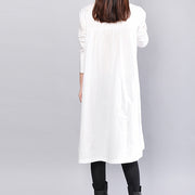 fashion white linen shift dress casual holiday dresses Fine Cinched solid color linen cotton dress