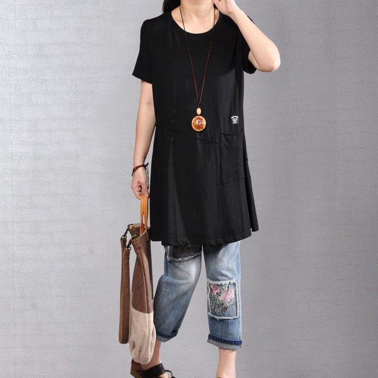 fasion summer t shirtoversize  Casual Round Neck Short Sleeve Women Black T Shirt