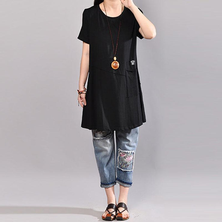 fasion summer t shirtoversize  Casual Round Neck Short Sleeve Women Black T Shirt