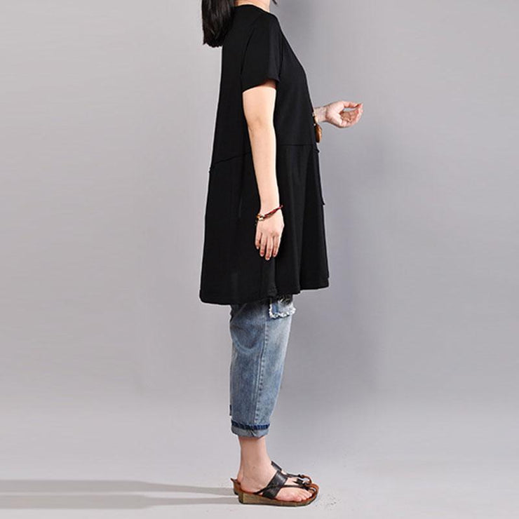 fasion summer t shirtoversize  Casual Round Neck Short Sleeve Women Black T Shirt