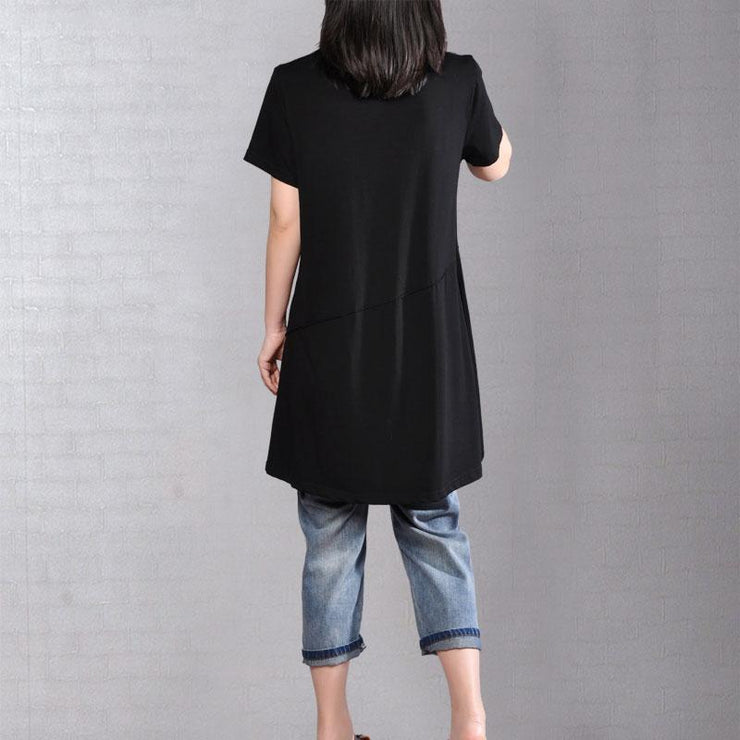 fasion summer t shirtoversize  Casual Round Neck Short Sleeve Women Black T Shirt