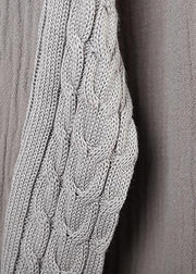 gray Sweater dress Women patchwork tunic side open knit dress - bagstylebliss