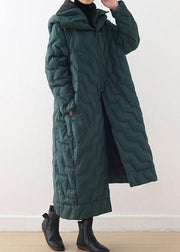 green down coat winter oversize hooded winter jacket asymmetric Warm winter outwear - bagstylebliss