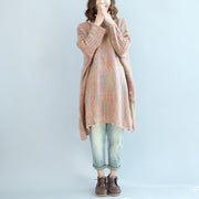 Light Pink Multi Casual Sweater Dresses Plus Size Woolen Warm 2024 Knitted Dresses