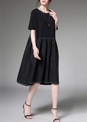 new black block loose dresses cotton women patchwork dress - bagstylebliss