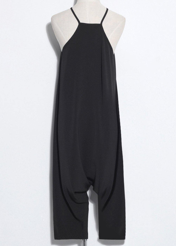 new black casual high waist cotton blended pants loose women jumpsuit pants - bagstylebliss