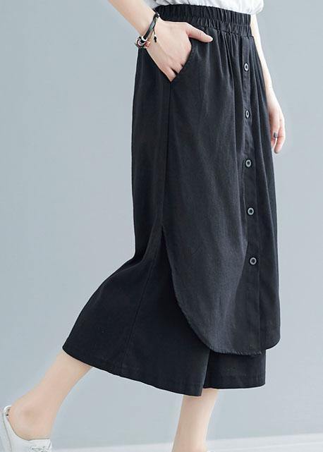 new black cotton casual pants skirts plus size elastic waist pants skirts - bagstylebliss