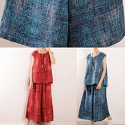 new blue prints linen loose tops and casual elastic waist crop pants - bagstylebliss