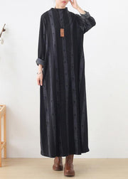 new casual base dress black prints ethnic style long dresses - bagstylebliss