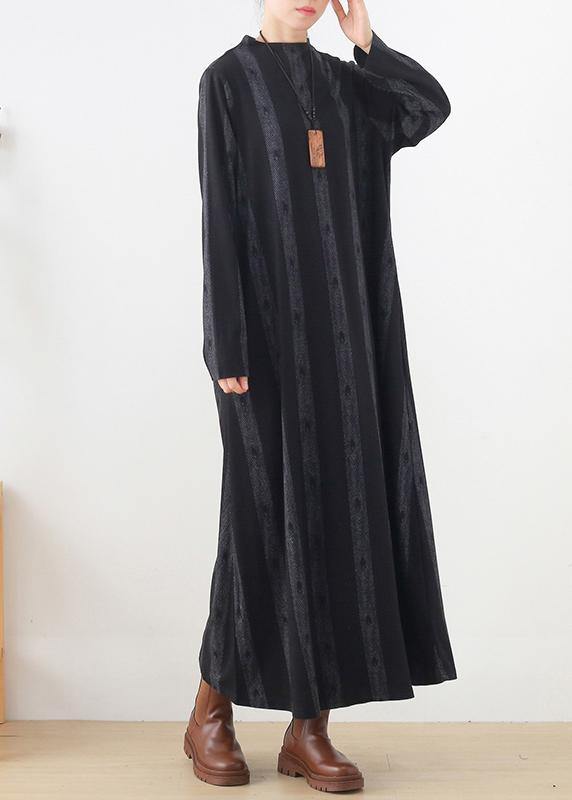 new casual base dress black prints ethnic style long dresses - bagstylebliss