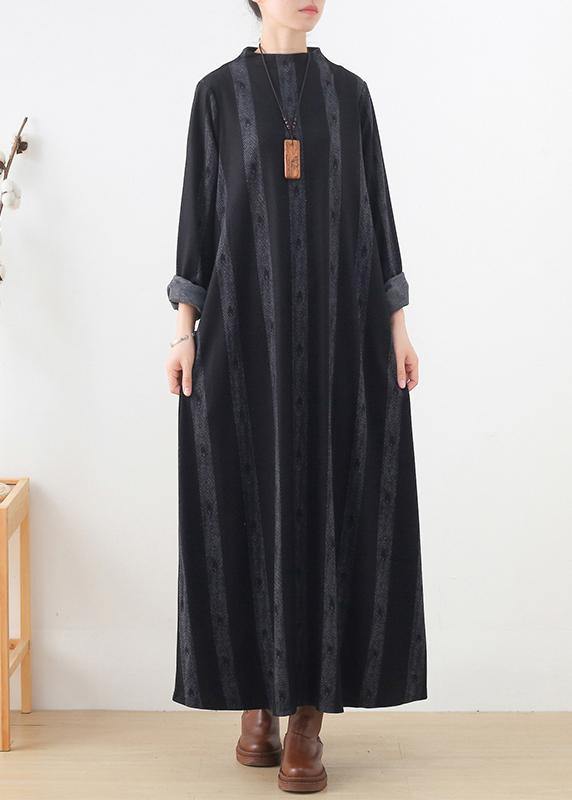 new casual base dress black prints ethnic style long dresses - bagstylebliss