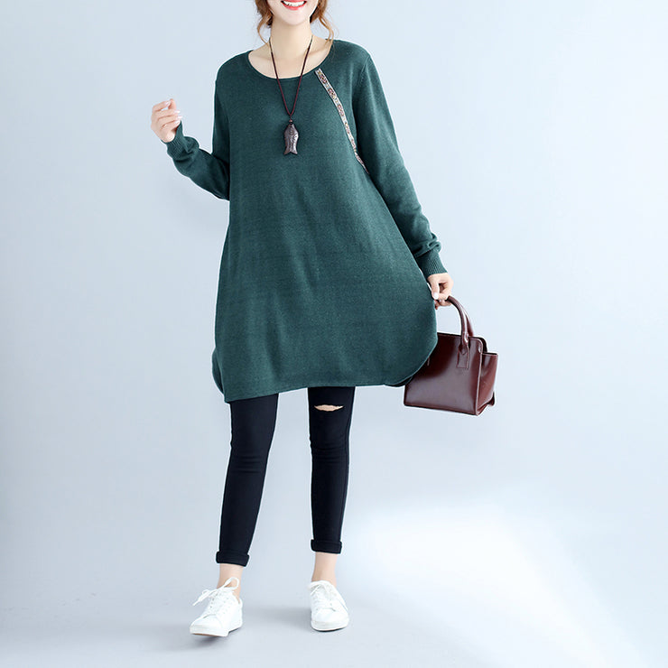 new casual green cozy cotton sweater dress oversize casual women knit dresses