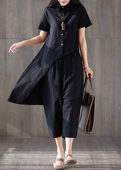 new fashion lapel asymmetric tops and harem pants black two pieces - bagstylebliss