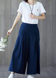 new linen casual wide leg pants plus size Chinese Button  pants - bagstylebliss