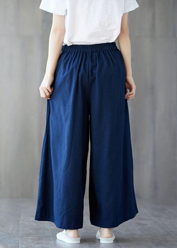 new linen casual wide leg pants plus size Chinese Button  pants - bagstylebliss