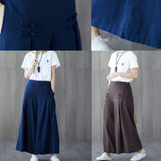 new linen casual wide leg pants plus size Chinese Button  pants - bagstylebliss