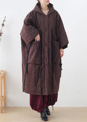 new ribbon big pocket hooded cotton coat long thick padded overcoat - bagstylebliss