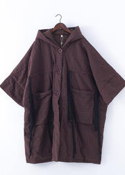 new ribbon big pocket hooded cotton coat long thick padded overcoat - bagstylebliss