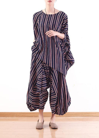 new summer stylish red blue striped batwing sleeve tops and casual lantern pants - bagstylebliss
