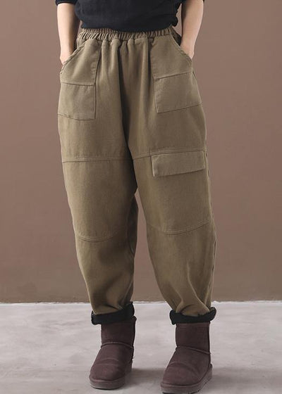 new thick cotton harem pants false pockets army green pants - bagstylebliss