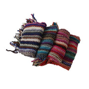 new women rainbow striped knit scarf tassel vintage warm scarves - bagstylebliss