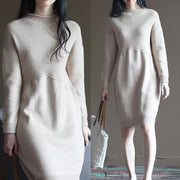 nude winter lässig die kaninchen wolle gemischt strick kleider locker vintage patchwork pullover kleid