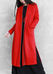 red plus size clothing sweaters pockets side open coats - bagstylebliss