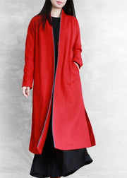 red plus size clothing sweaters pockets side open coats - bagstylebliss