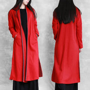 red plus size clothing sweaters pockets side open coats - bagstylebliss