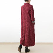 red winter dresses plus size linen dress 2024 new thick velour inside gown caftans vintage style